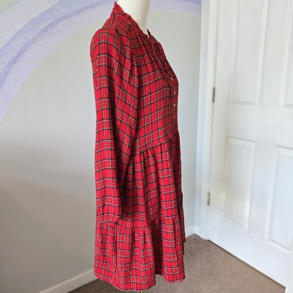 Loft | Small | Shimmer Plaid Tiered Pocket Dress - Picture 3 of 10